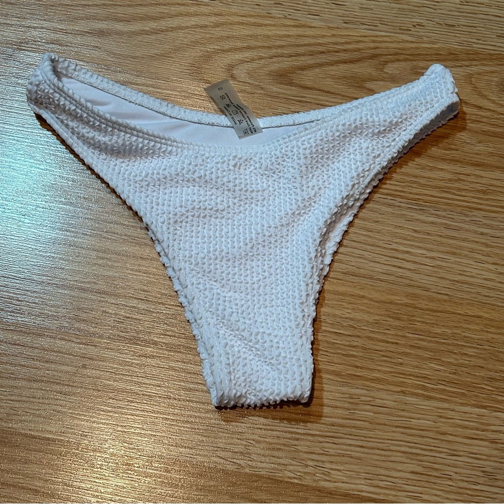 Shein ribbed white bikini bottoms